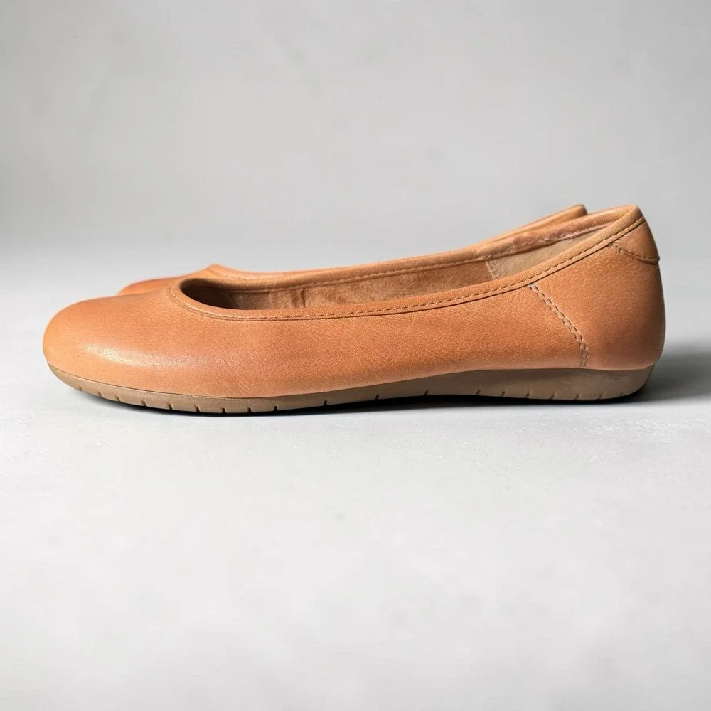 Taos Ballet Flats Loafers Shoes Womens 7 Cognac Tan Leather Slip Ons Minimalist